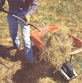 Piling a thick layer of hay mulch on top of the soil is one useful method of preparing a garden for winter.